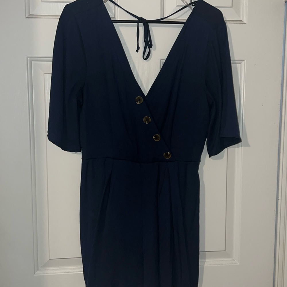 Navy Blue Plunge Romper